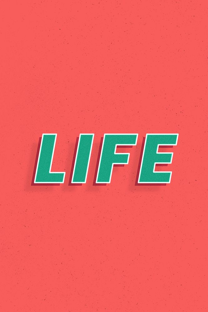 Life lettering italic font shadow typography