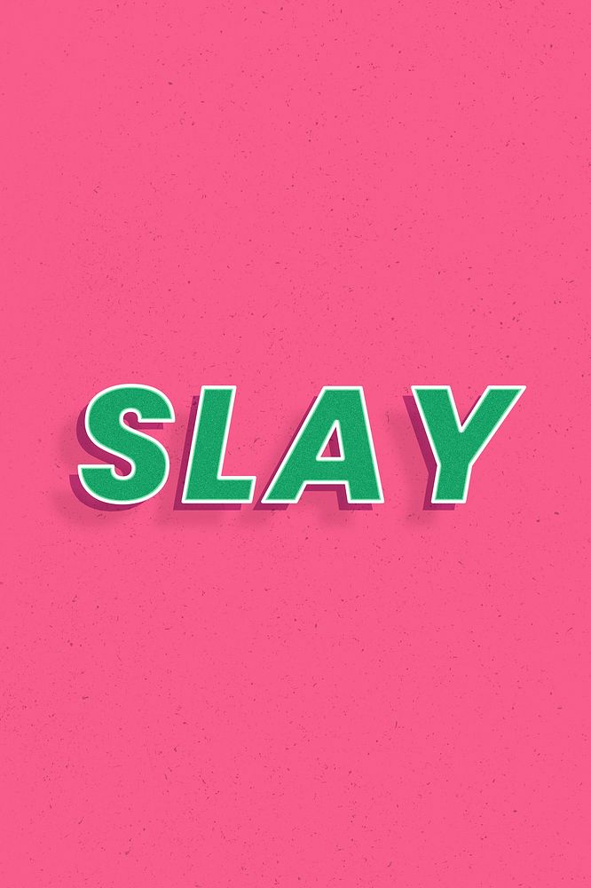 Retro slay word bold text typography 3d effect