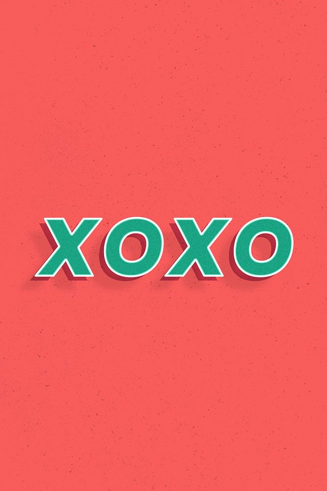 XOXO lettering retro 3d effect typography