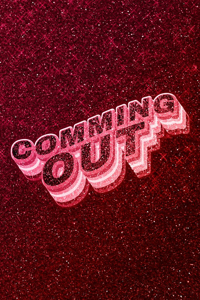 Coming out word 3d effect typeface glowing font