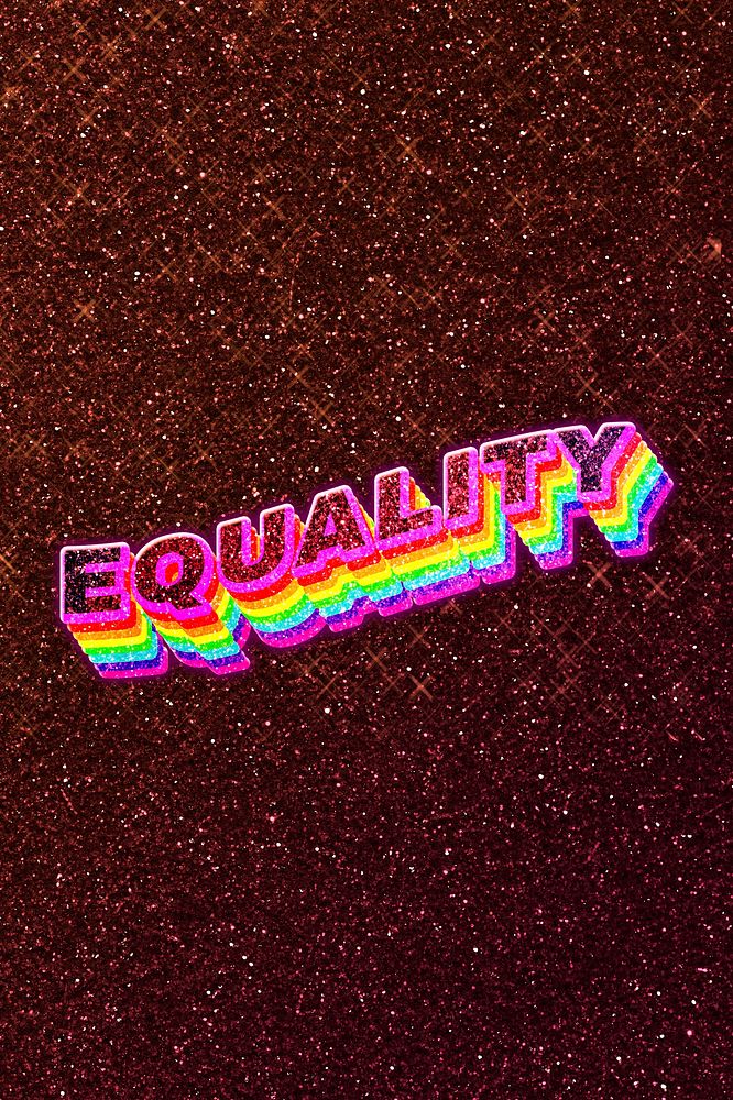 Equality word 3d vintage typography wavy rainbow