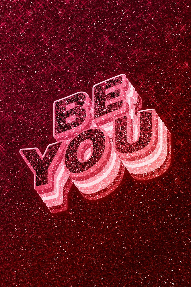 Be you word 3d effect typeface glowing font