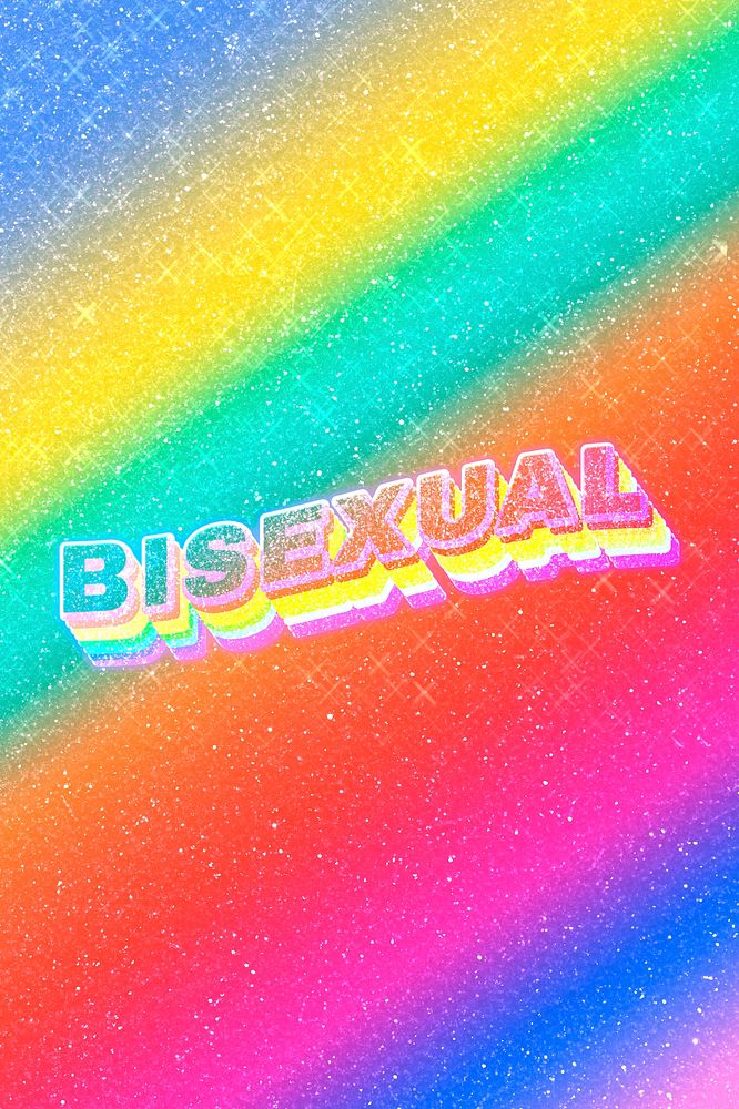 Bisexual word 3d effect typeface rainbow gradient