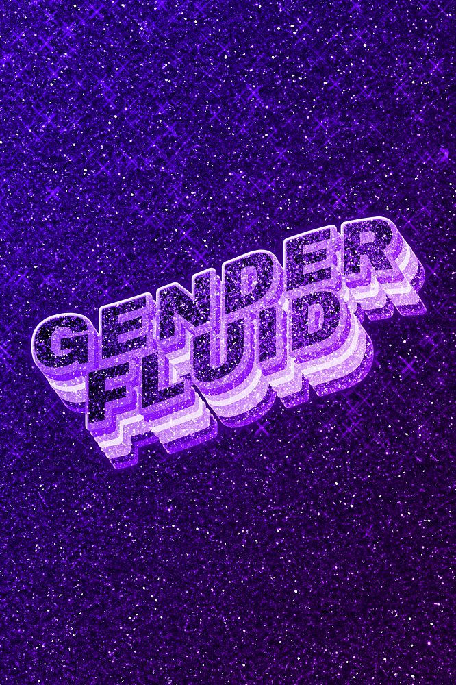 Gender fluid text 3d retro word art glitter texture