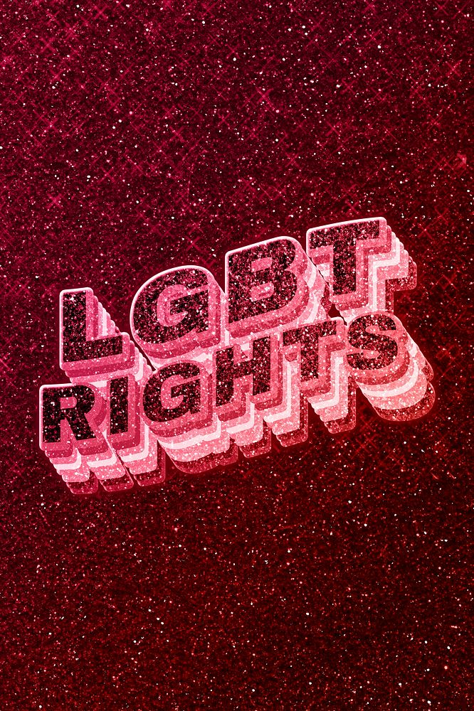 Lgbt rights word 3d effect typeface glowing font