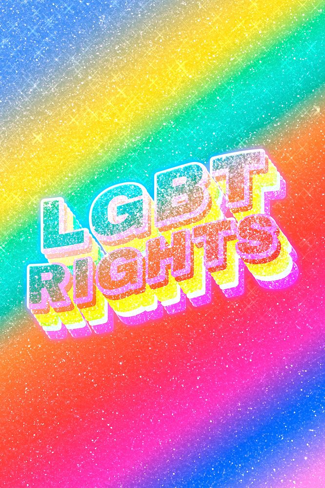 LGBT rights text 3d vintage word art glitter texture