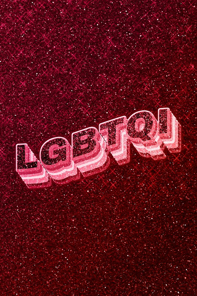 LGBTQI word 3d effect typeface glowing font
