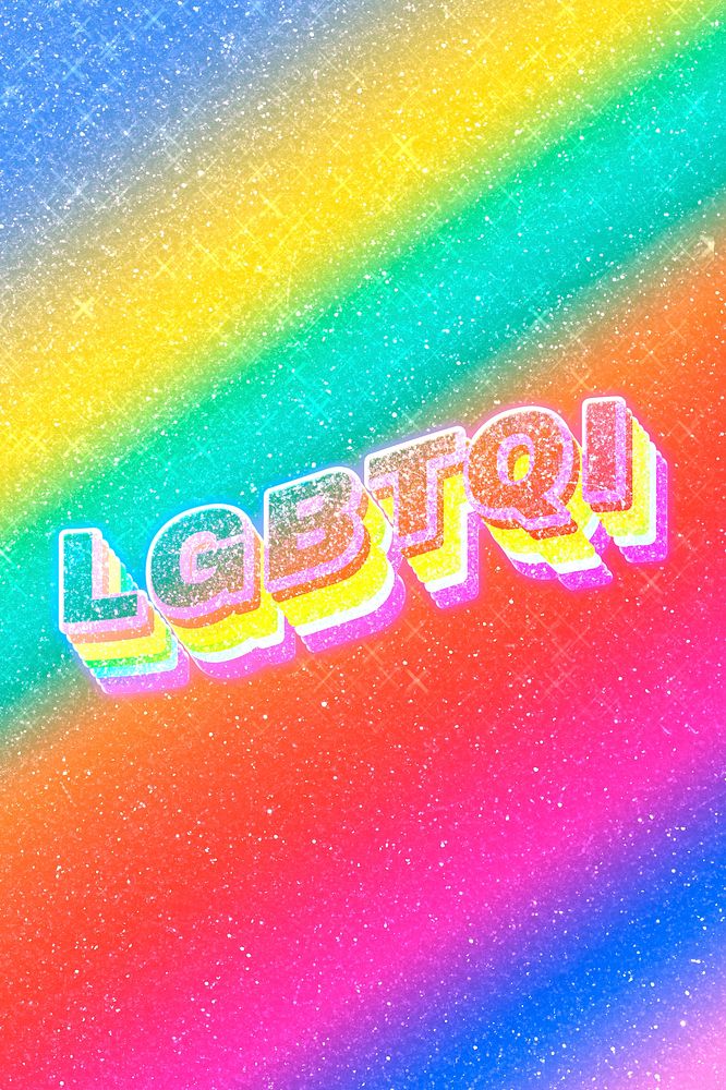 LGBTQI text 3d vintage word art glitter texture