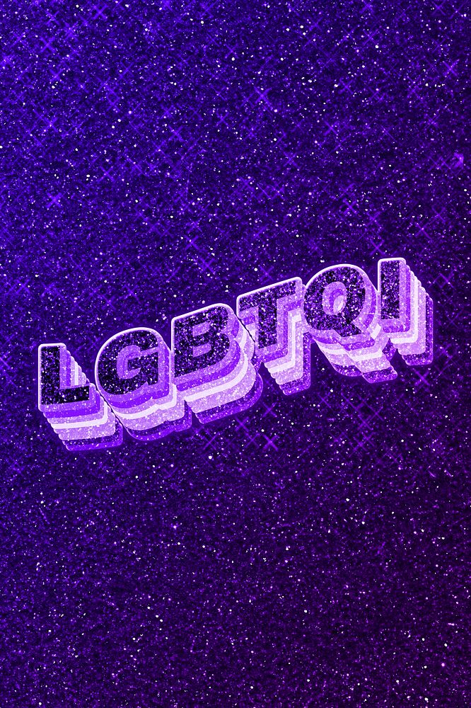 LGBTQI text 3d retro word art glitter texture