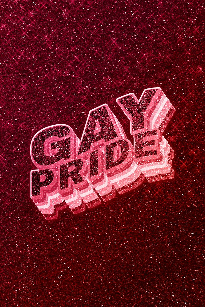 Gay pride word 3d effect typeface glowing font