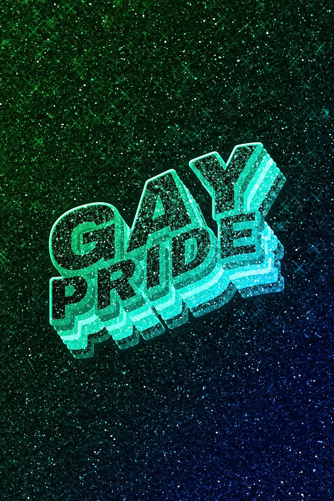 Gay pride word 3d vintage wavy typography