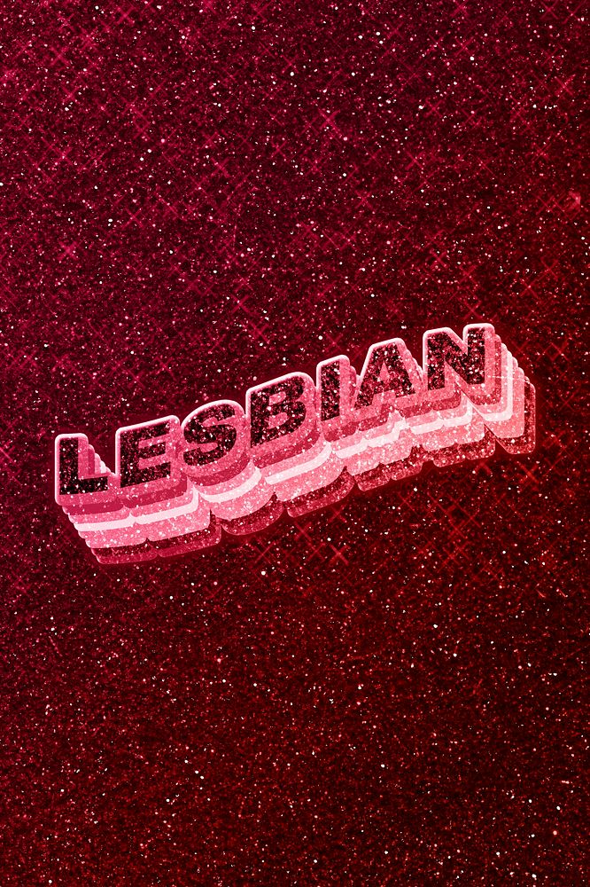 Lesbian word 3d effect typeface glowing font
