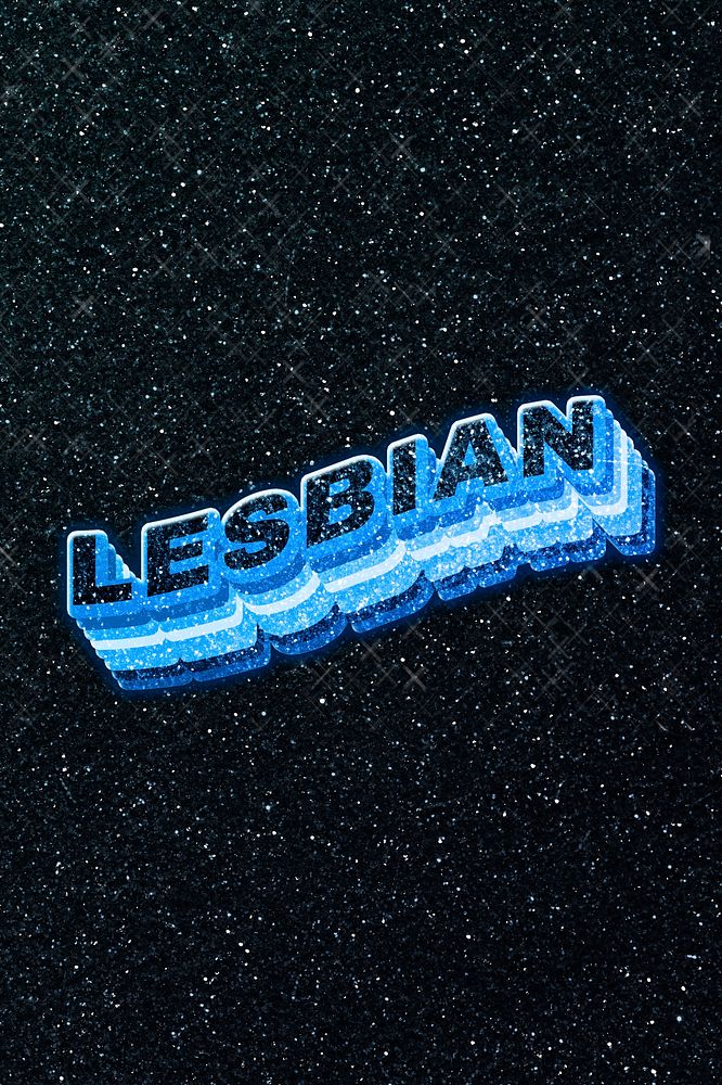 Lesbian word 3d effect typeface sparkle glitter texture