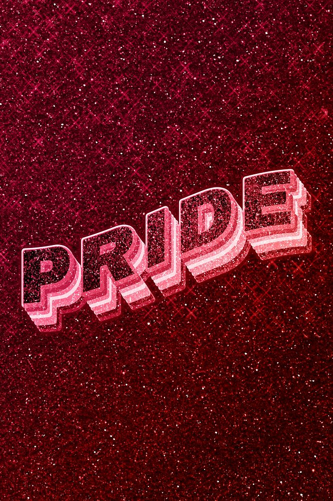Pride word 3d effect typeface glowing font