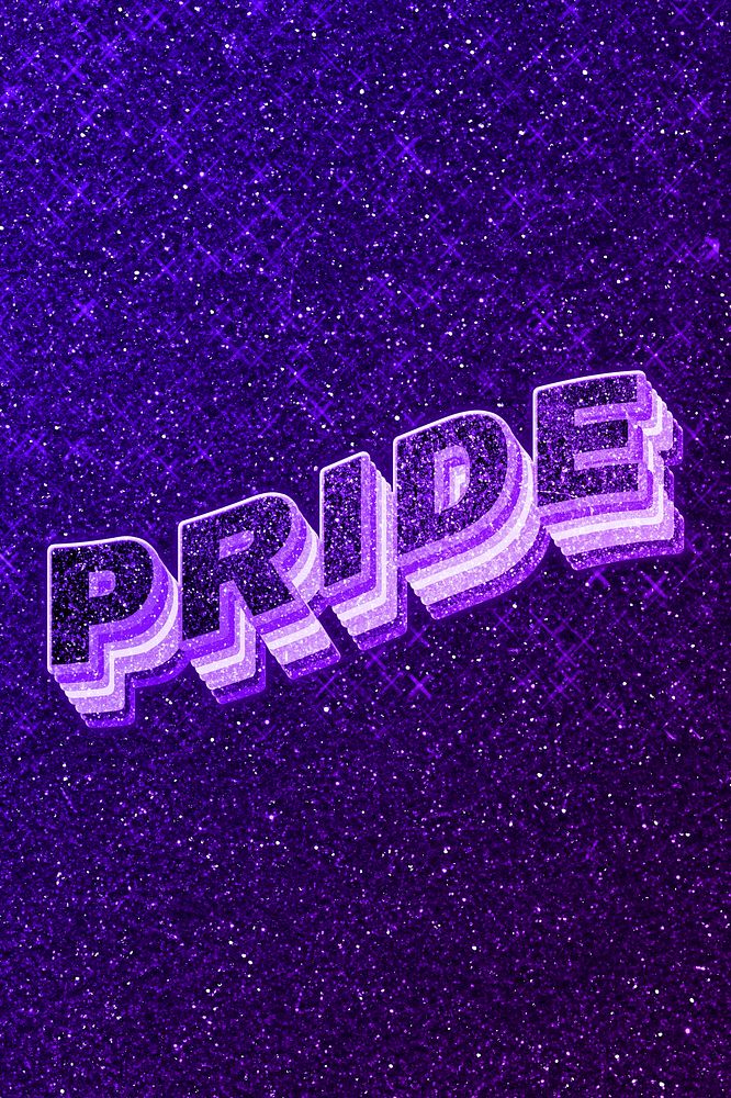 Pride text 3d retro word art glitter texture