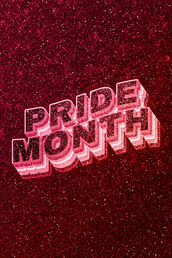 Pride month word 3d effect typeface glowing font