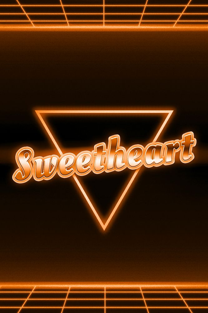 Monochrome futuristic sweetheart word neon typography
