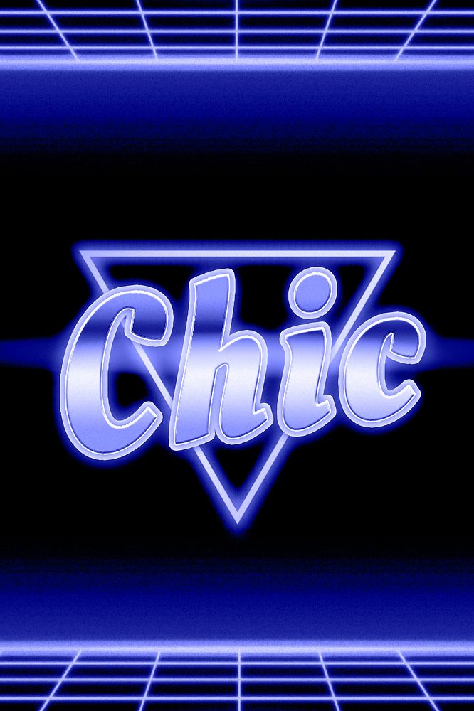 80s chic blue neon typography grid pattern