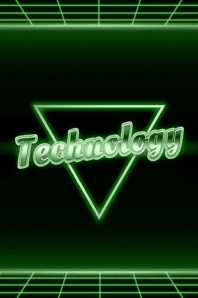 Futuristic neon technology word typography