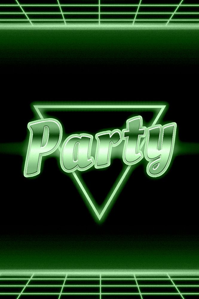 Neon green grid party text typography