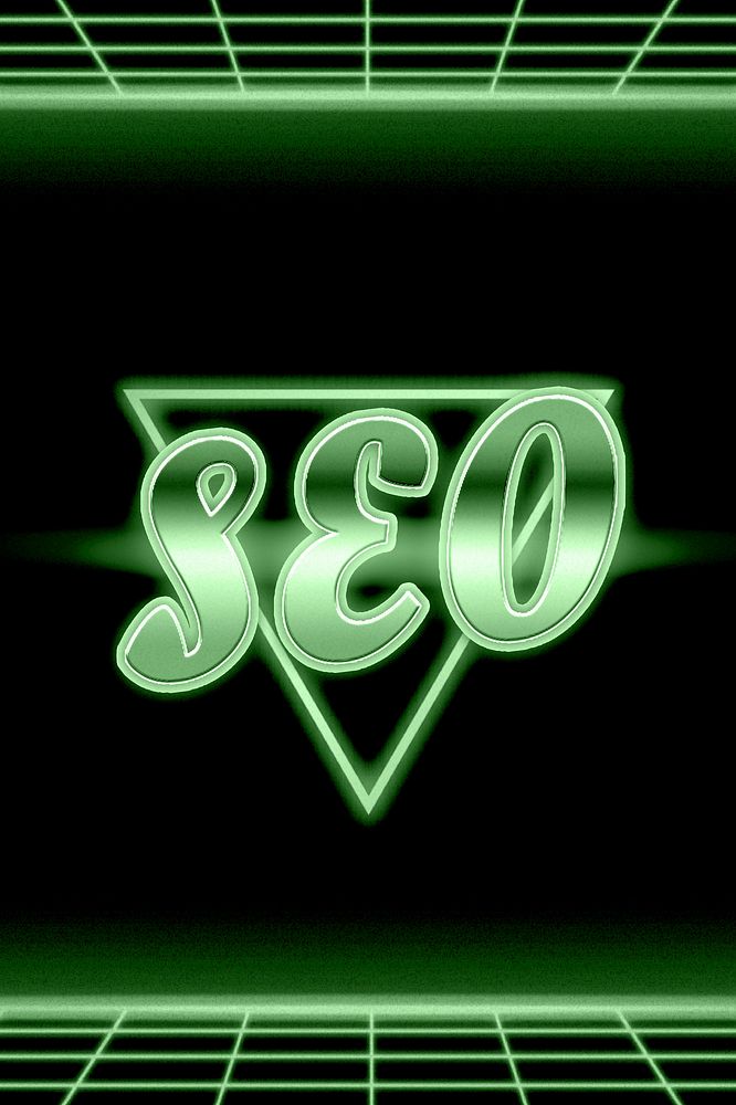 Futuristic neon seo word typography