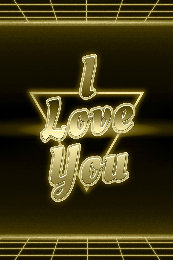 I love you neon grid text typograph