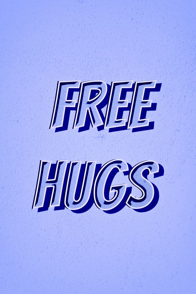 Free hugs comic retro lettering illustration