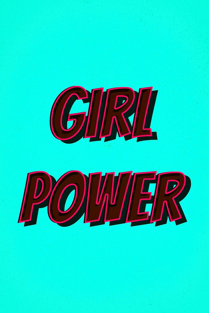 Girl power comic retro lettering illustration