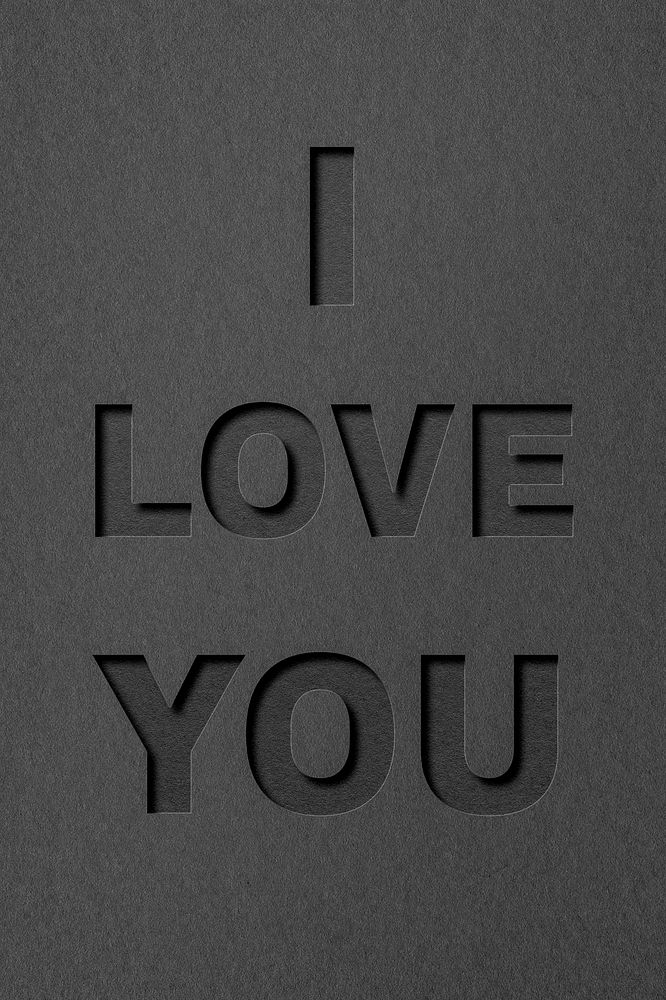 I love you word paper cut font typography