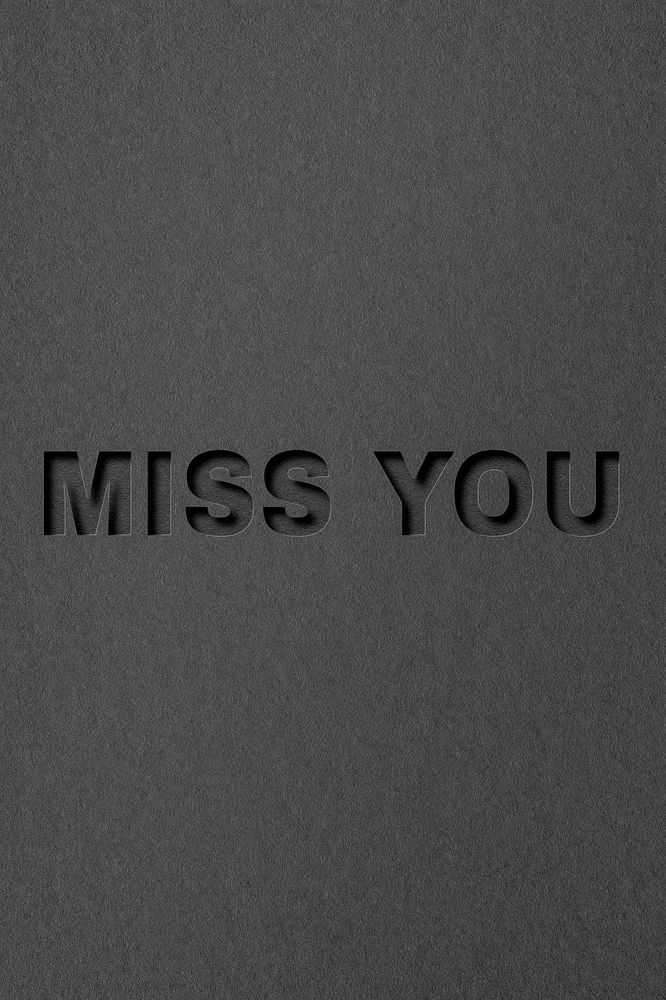 Miss you text paper cut font typography