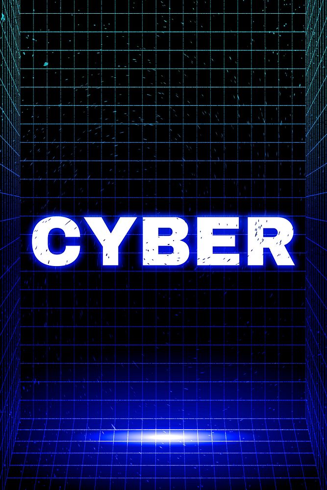 Text cyber neon synthwave word typography