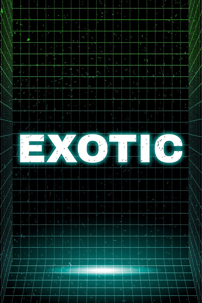 Vaporwave exotic neon grid word typography