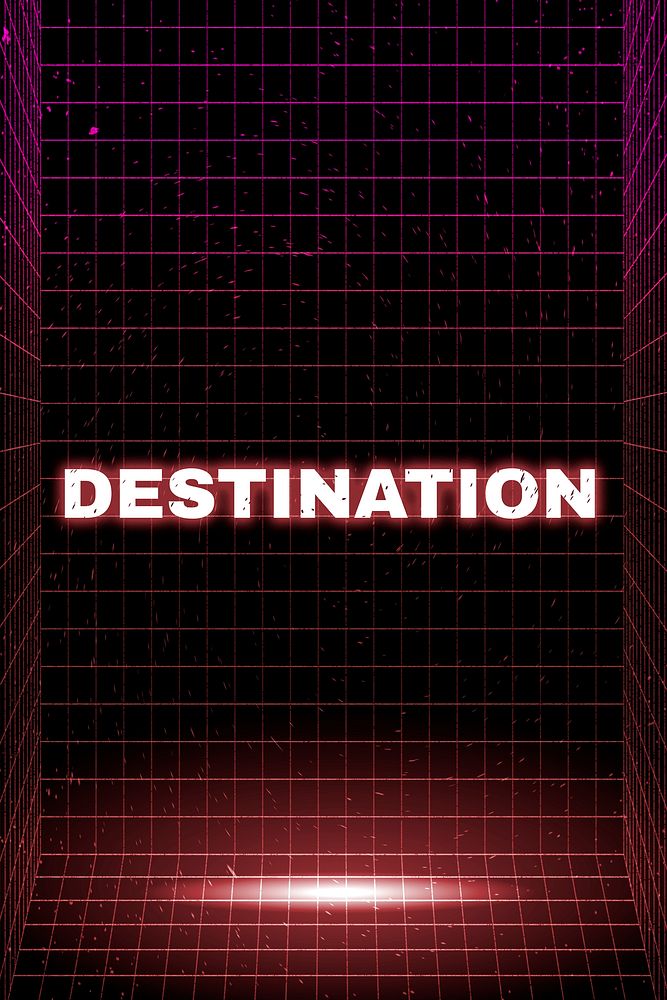 Futuristic neon destination space grid typography