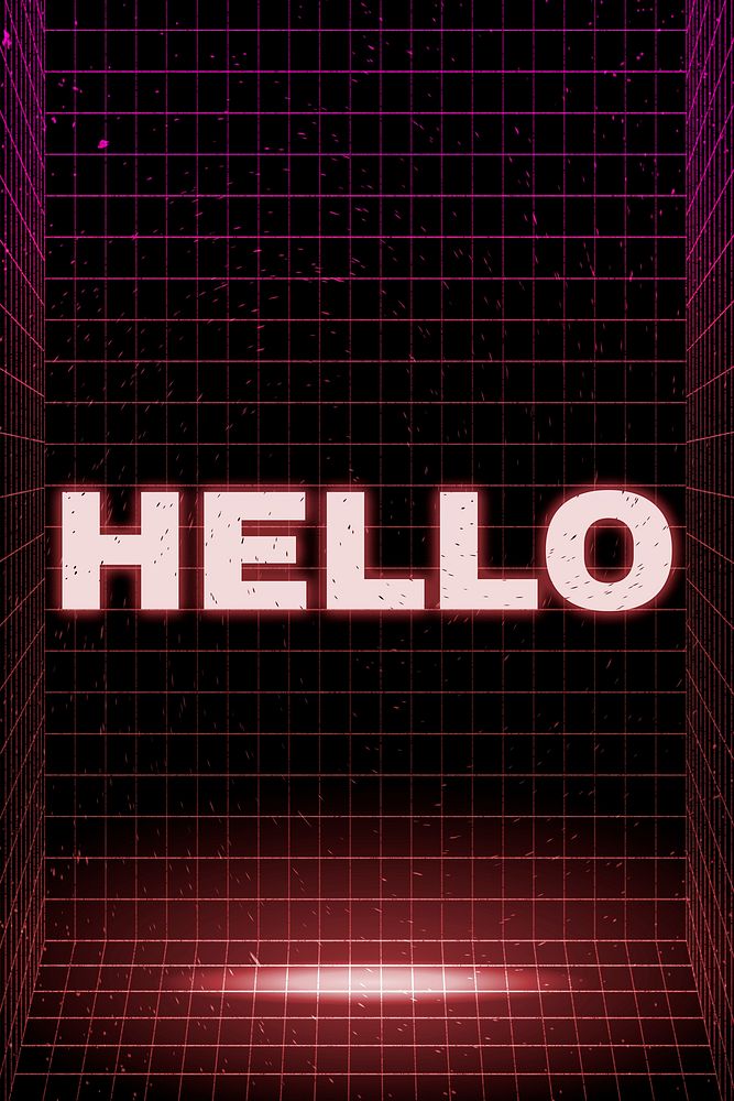 Futuristic vaporwave neon hello typography