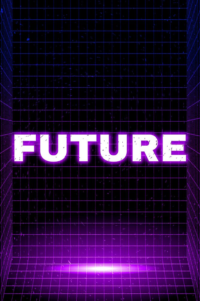 Synthwave futuristic grid style future neon text font