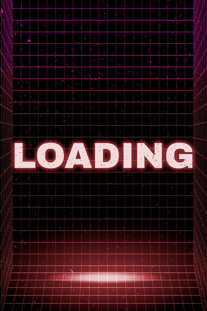 Neon grid line loading word typography