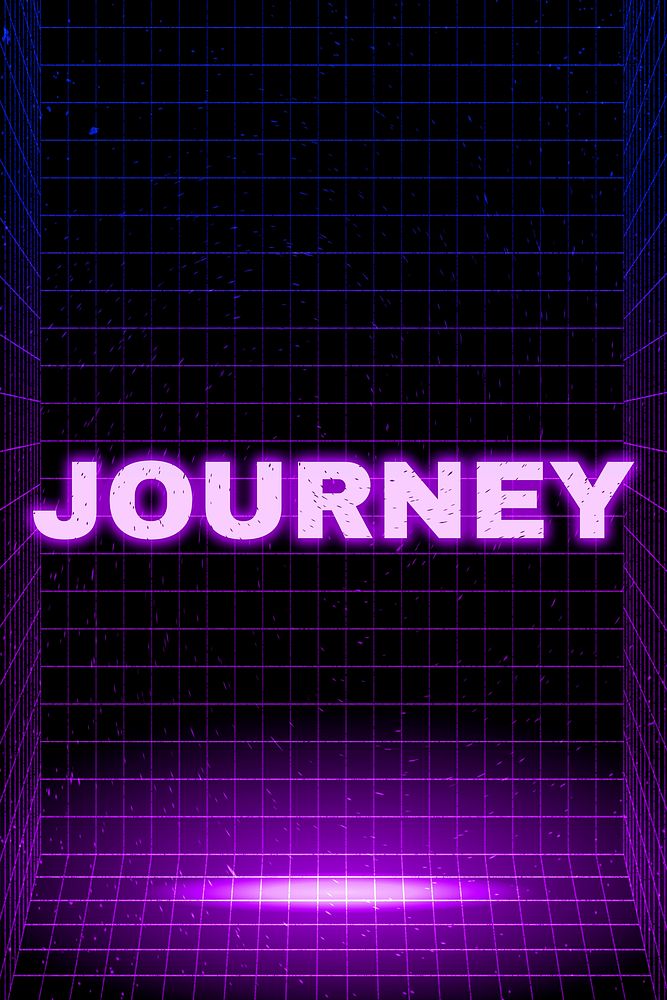 Neon futuristic journey vaporwave style text typography