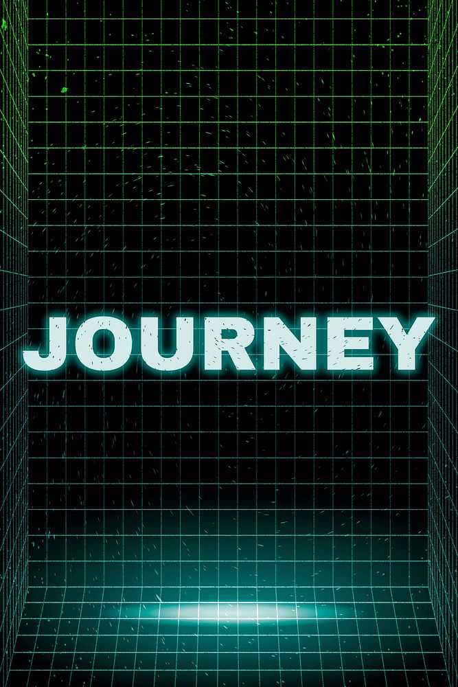 Neon futuristic journey vaporwave style text typography