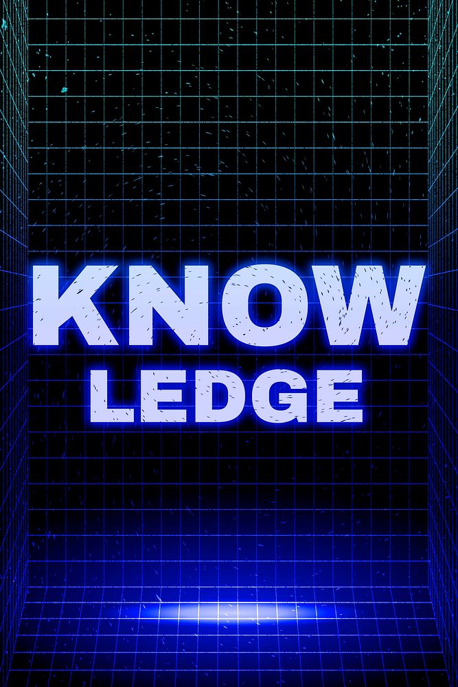 Dark neon grid knowledge futuristic bold font