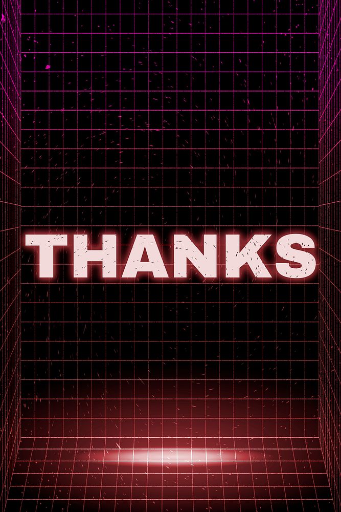Futuristic neon thanks synthwave grid typography