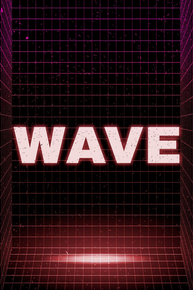 Wave neon grid room word typography