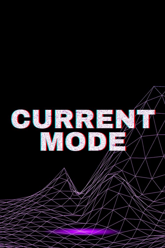 Futuristic neon current mode word grid room typography