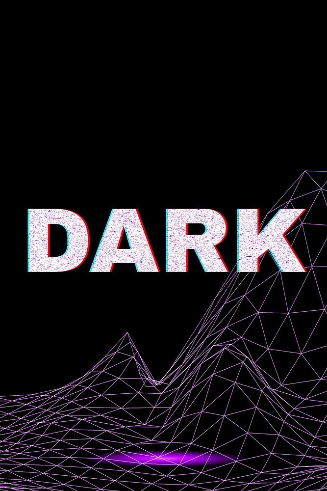 Tech space dark neon word typography