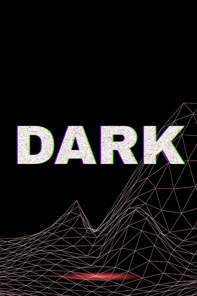 Neon grid wave dark word typography