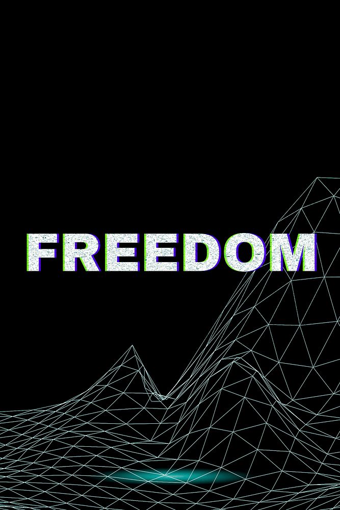 Futuristic neon freedom space grid typography