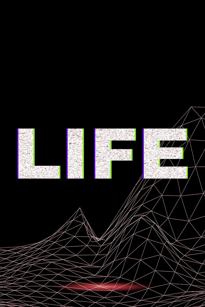 Neon synthwave life grid vortex typography