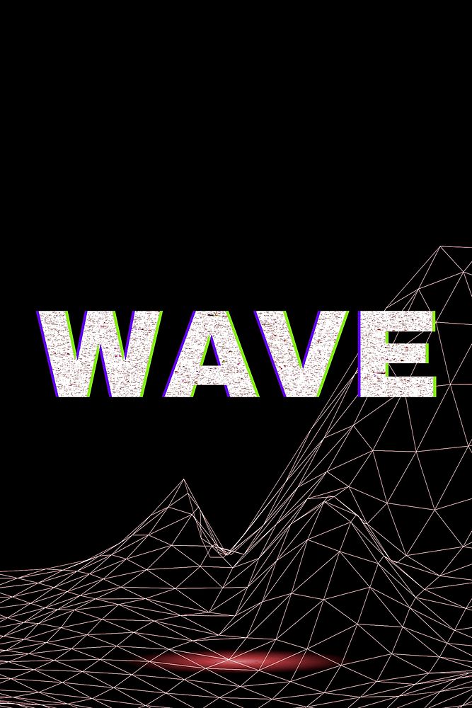 Wave neon grid room word typography