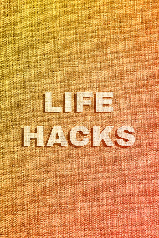 Life hacks lettering bold font shadow typography