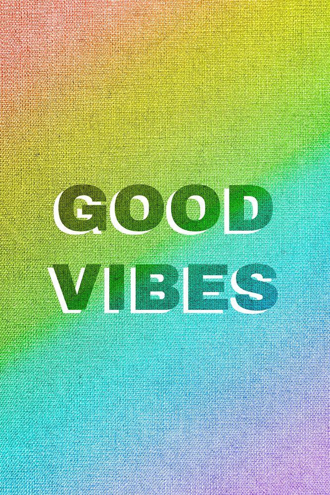 Rainbow good vibes word gay pride font lettering textured font