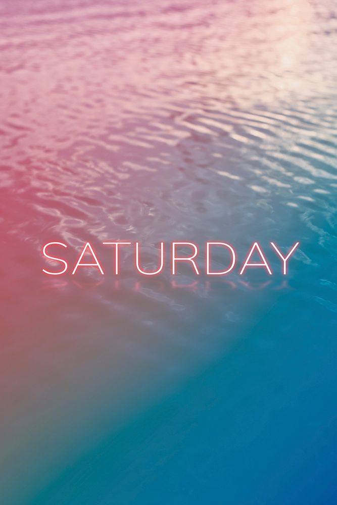 Saturday word neon font typography rainbow ocean gradient
